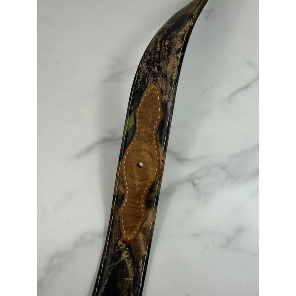 Nocona Genuine Leather Belt Western Distressed Brown Black Buckle Size 44